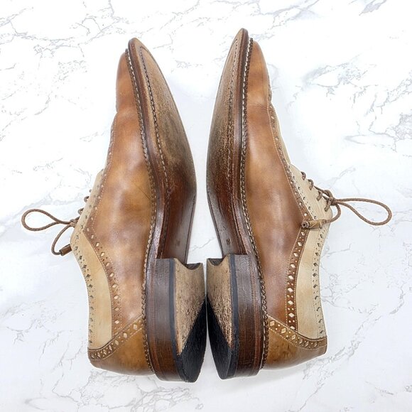 Mezlan Costa Wingtip Oxford Dress Shoes Mens 11.5 Brown Two Tone Leather Brogue main image 4